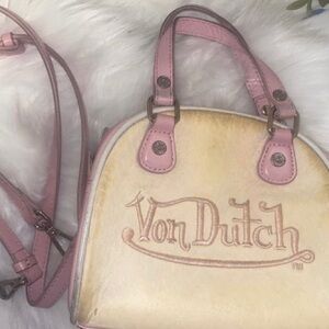 Von Dutch Pink and Cream Handbag